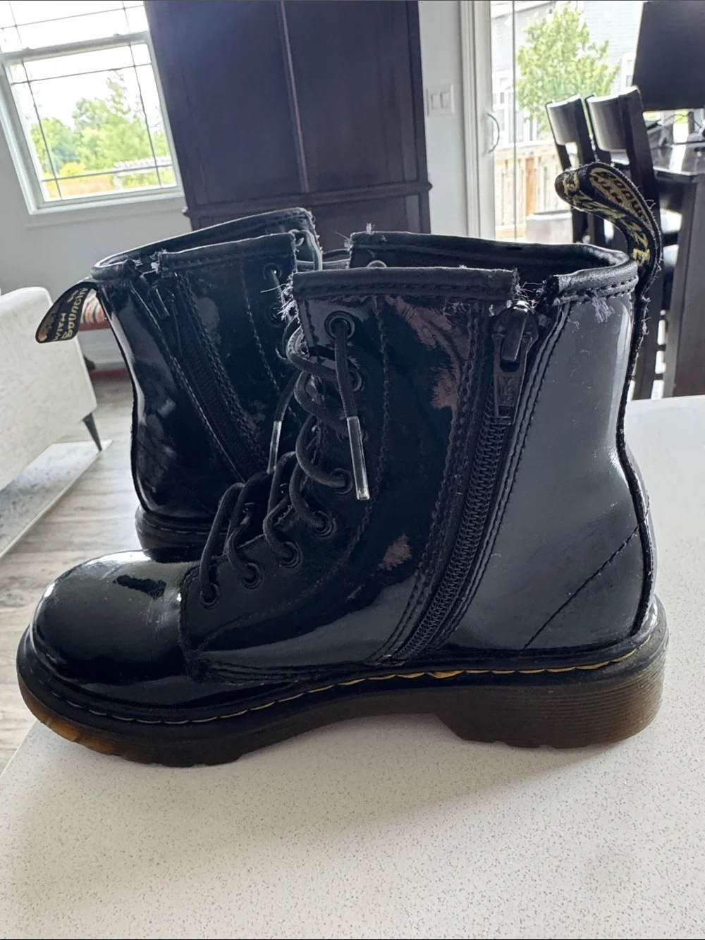 Dr. Martens Junior (1460) Patent Leather Lace Up Boots